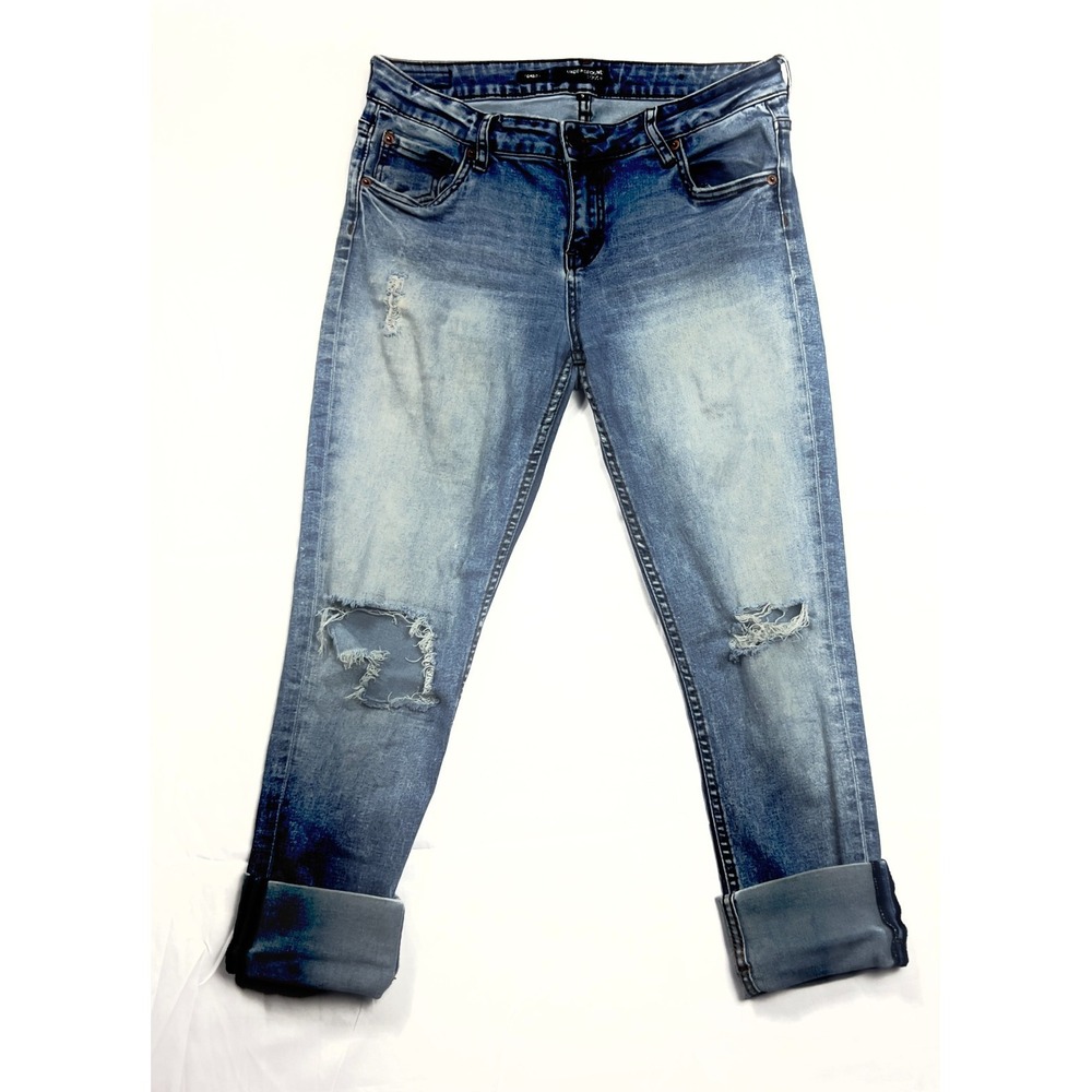 UNDERGROUND SOUL Tomboy Women Size 5 Distressed Ripped Ankle Jeans Stretch Blue